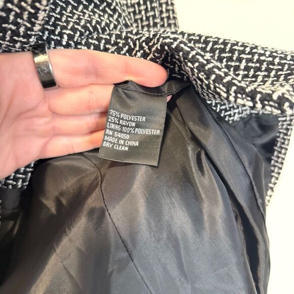 Kasper Asymmetrical Black & White Blazer Jacket Size 10 - Picture 6 of 9
